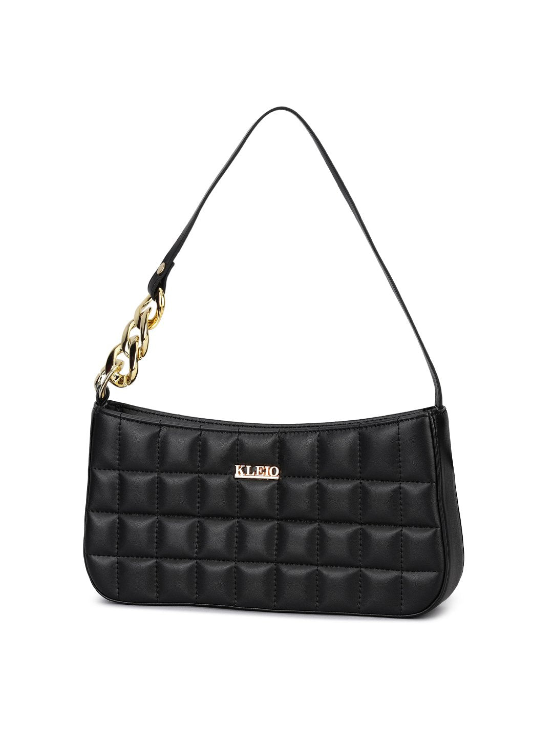 Edgy Quilted Vegan Shoulder Bag (M)
