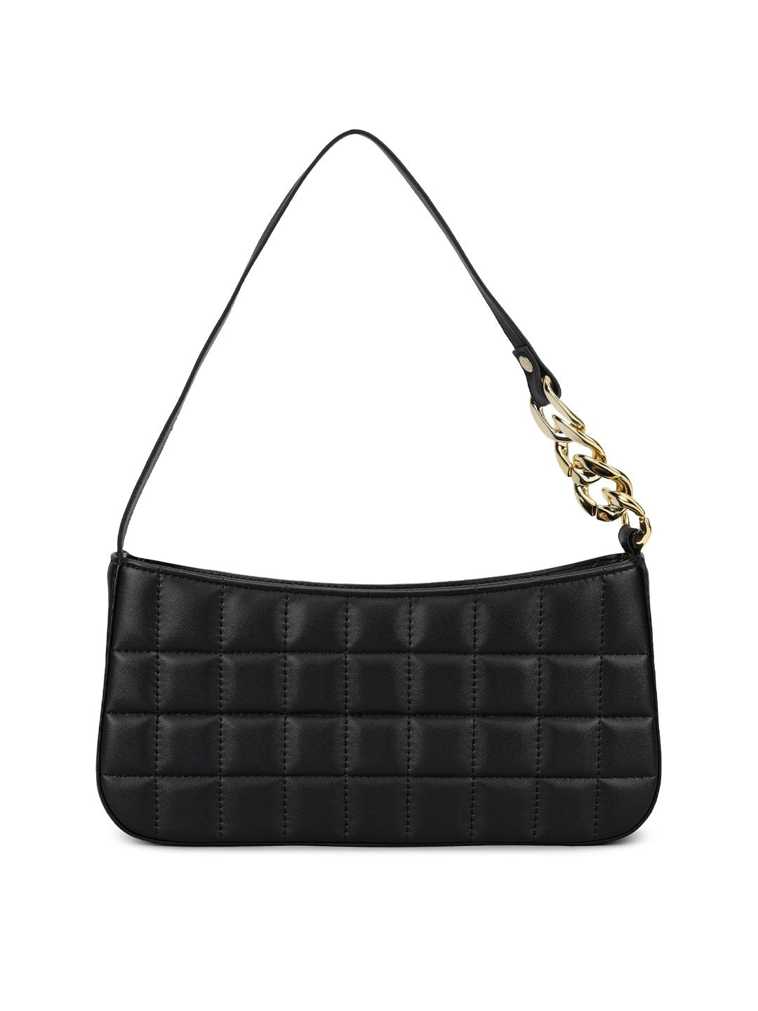 Edgy Quilted Vegan Shoulder Bag (M)