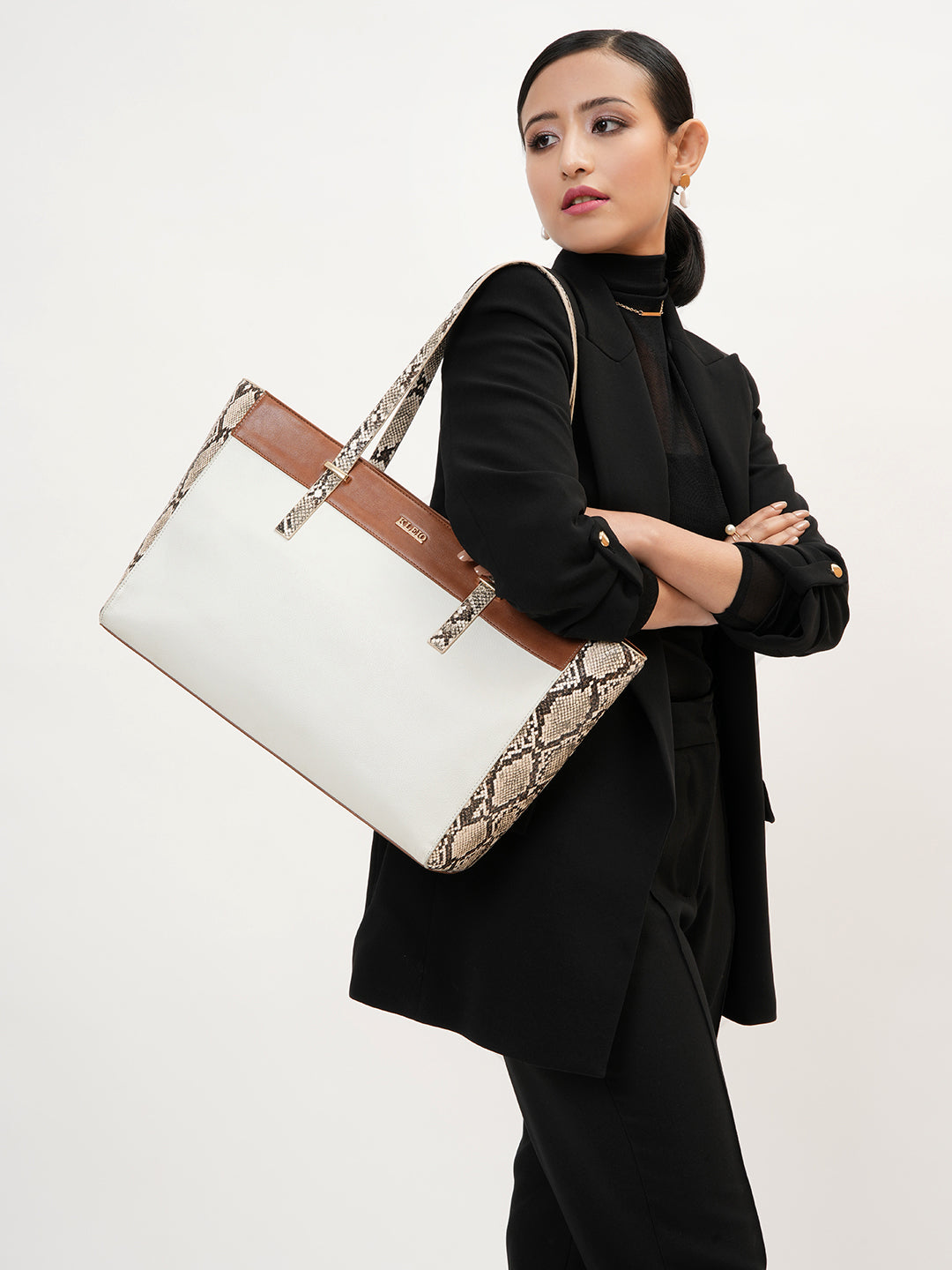 Snake Print Faux Leather Tote Bag